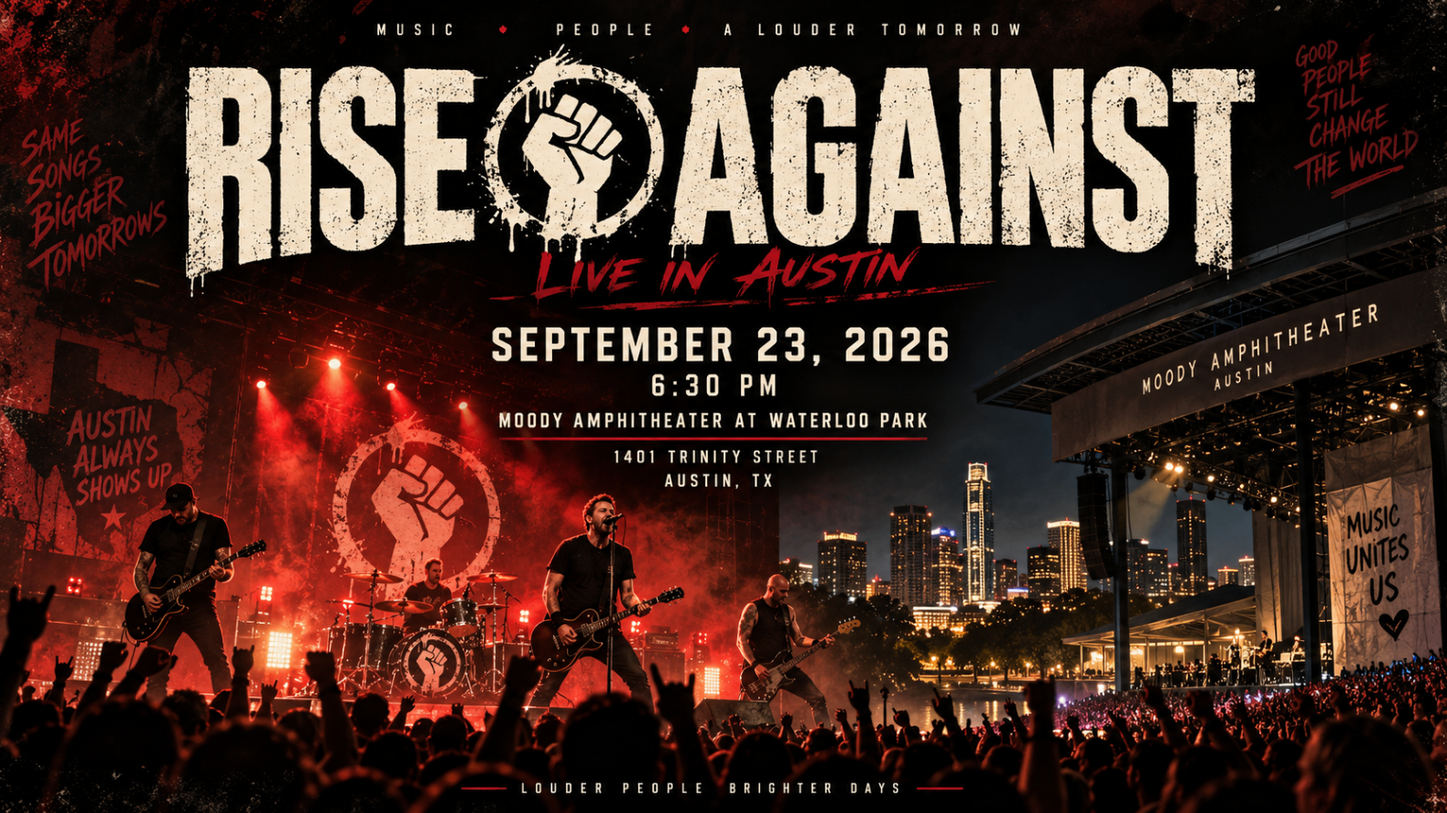 Rise Against Live in Austin event poster